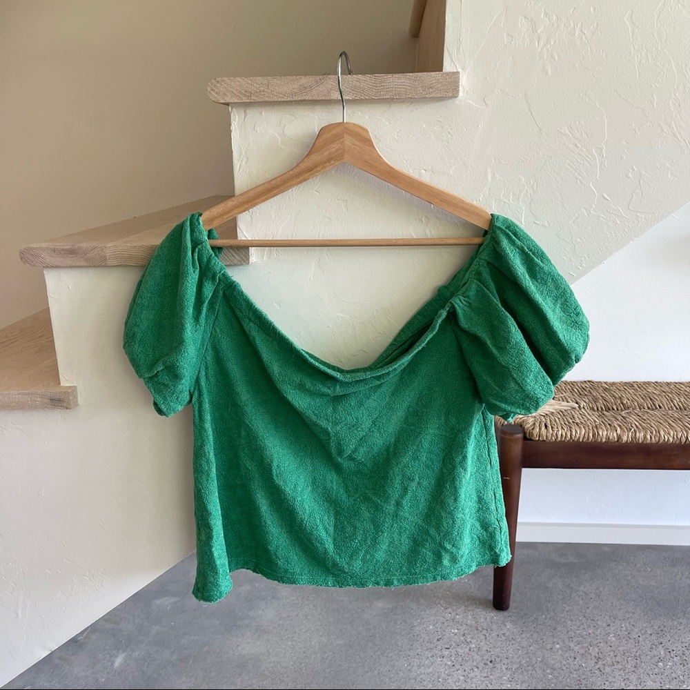 Free People Green Off Shoulder Top Large